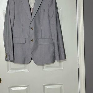 JACK SPADE Men Blue Stripes Print Cotton Blazer